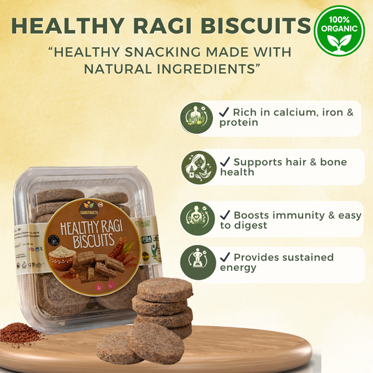 Healthy Ragi Biscuits (200g) | Made with Sprouted Ragi & Jaggery